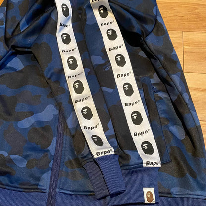 BAPE Blue Camo Tape Jersey Zip-up Jacket. Size Medium