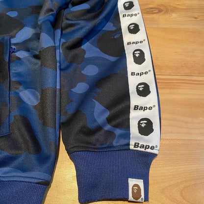 BAPE Blue Camo Tape Jersey Zip-up Jacket. Size Medium