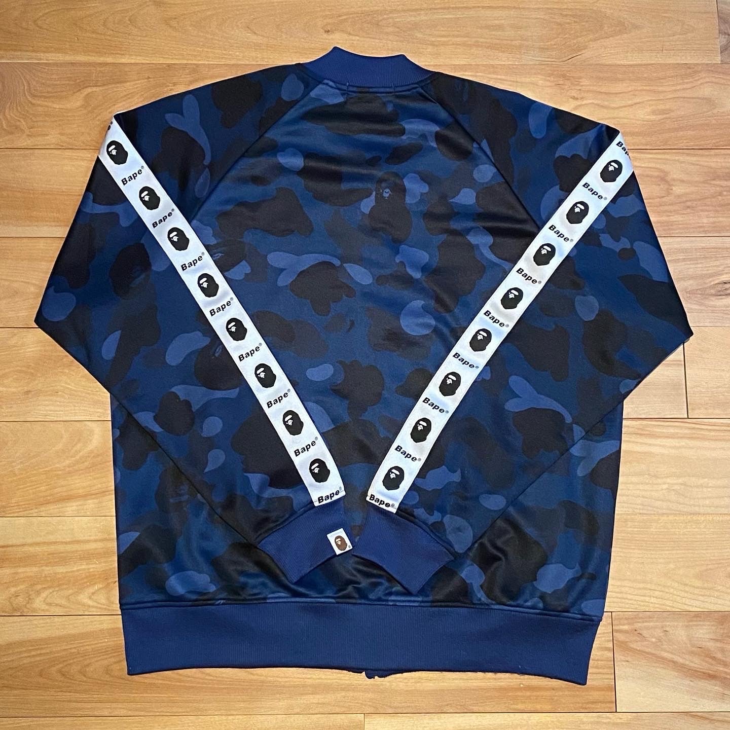 BAPE Blue Camo Tape Jersey Zip-up Jacket. Size Medium