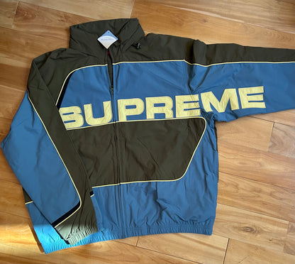 Supreme S Paneled Olive Track Jacket. Size Large