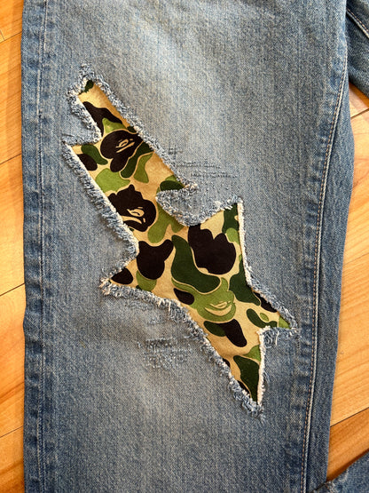 FamShopCustom Uniqlo x Bape "BAPE-fied" denim jeans. 30x30"