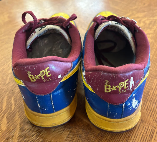 Bapesta Blue/Yellow/Burg Shoes. Men's size 10