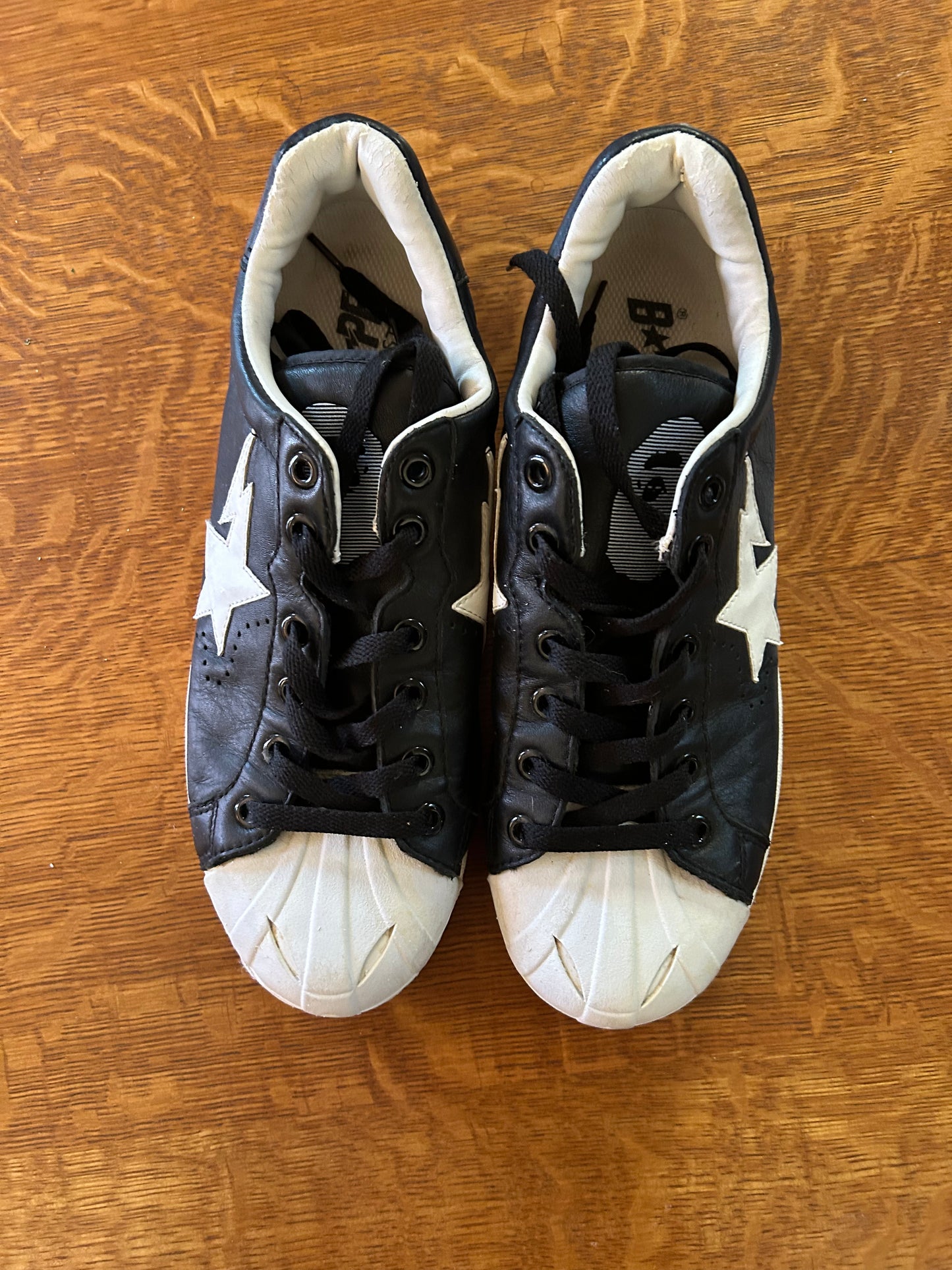 BAPE Vintage Bapesta Shell Toe Black and White Shoes. Men's size 10.