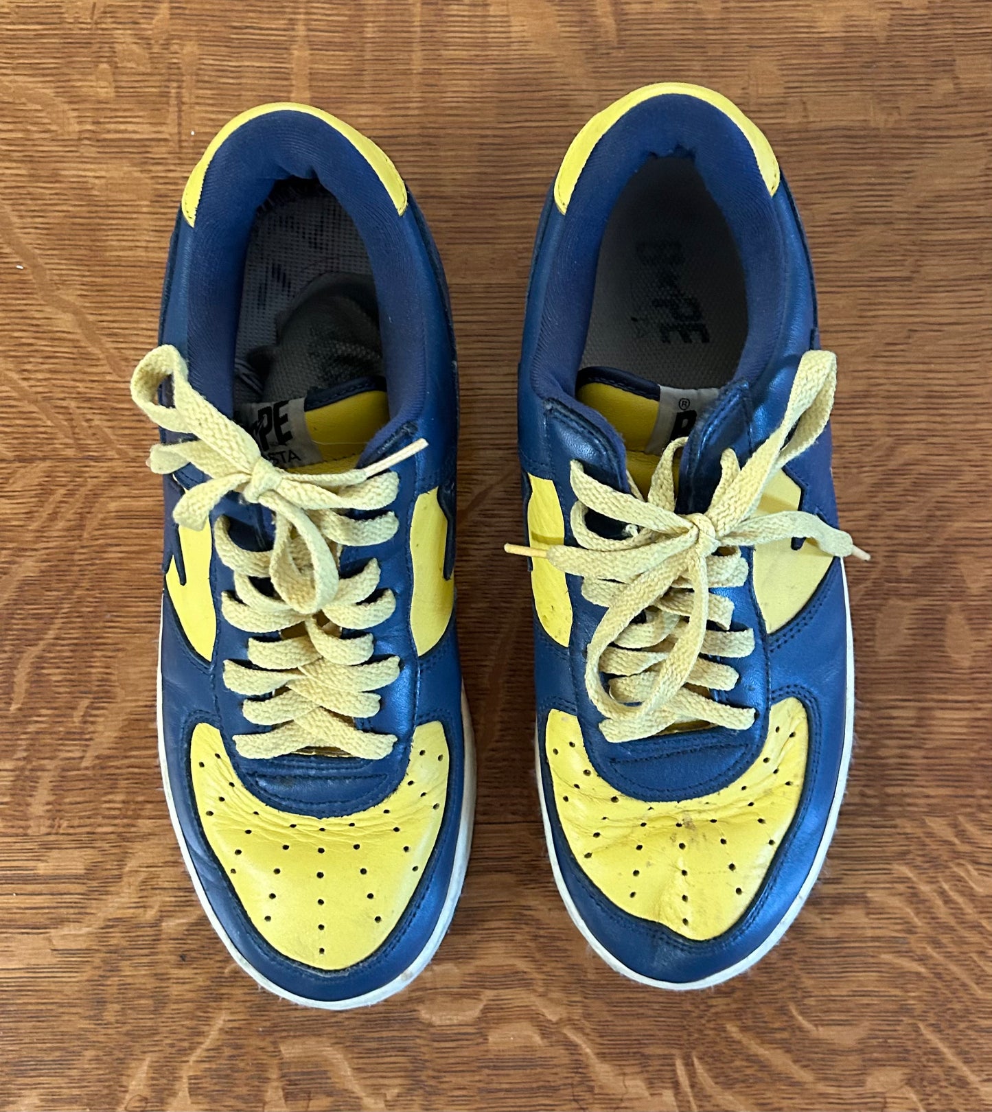 BAPE Bapesta FS-001 Navy/Yellow Sneakers. Men's size 9