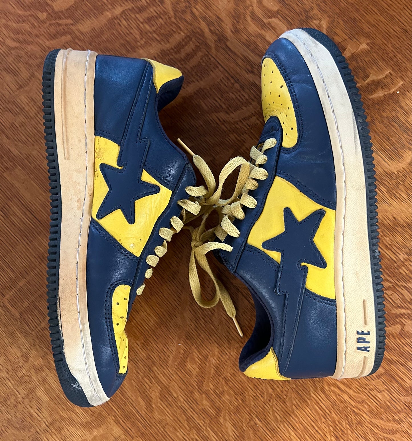 BAPE Bapesta FS-001 Navy/Yellow Sneakers. Men's size 9