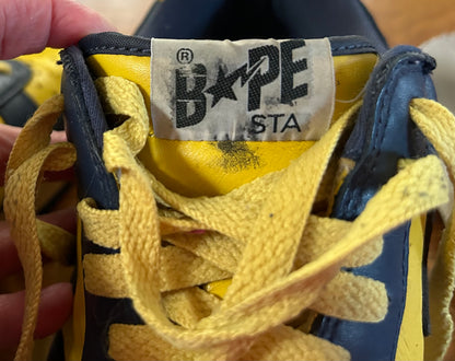 BAPE Bapesta FS-001 Navy/Yellow Sneakers. Men's size 9