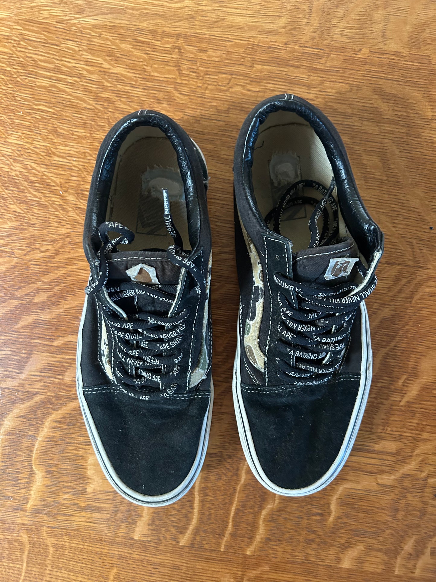 BAPE x Vans Old Skool Black canvas Sneakers. Men's size 9.