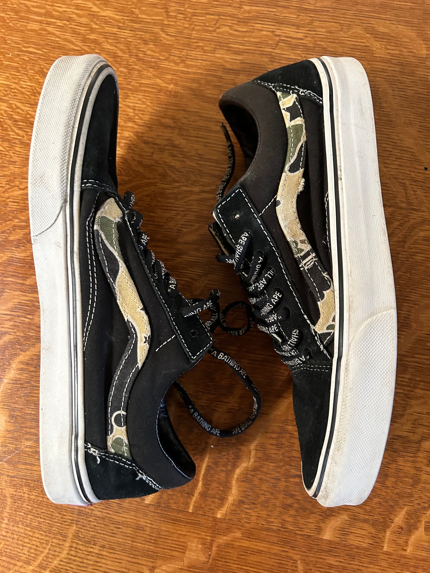 BAPE x Vans Old Skool Black canvas Sneakers. Men's size 9.