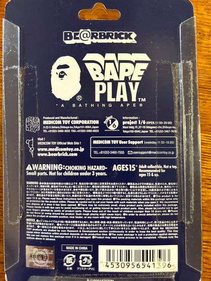 BAPE Play 1st Camo Shark Bape 100% Blue Bearbrick figurine