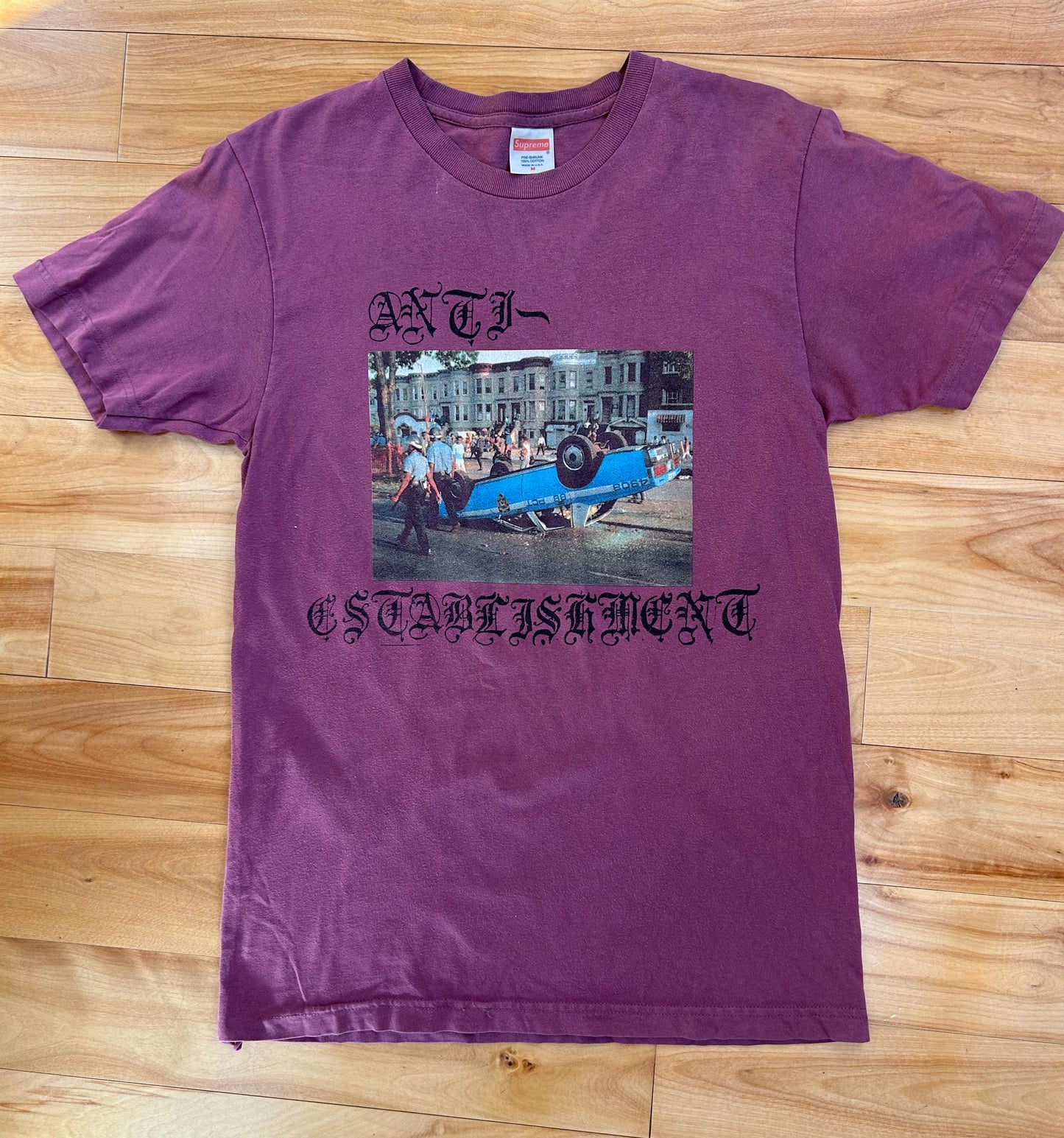 Supreme Anti-Establishment Purple Tee TShirt. Size Medium