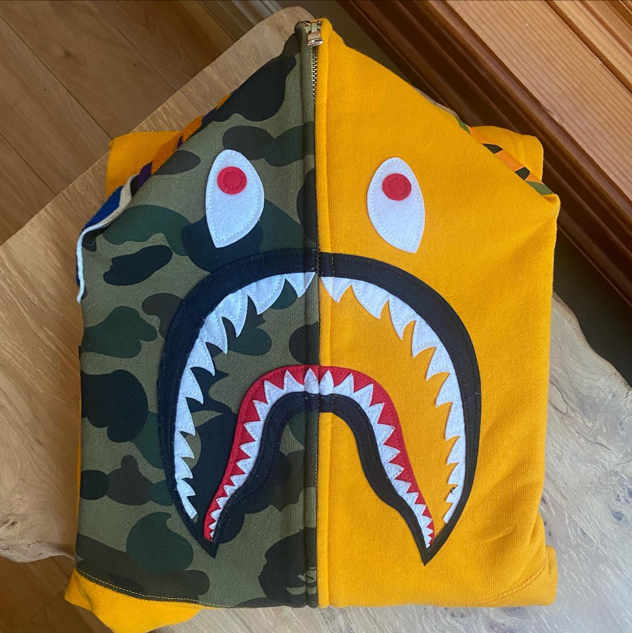 BAPE Orange/First Camo 3rd Gen Shark Hoodie