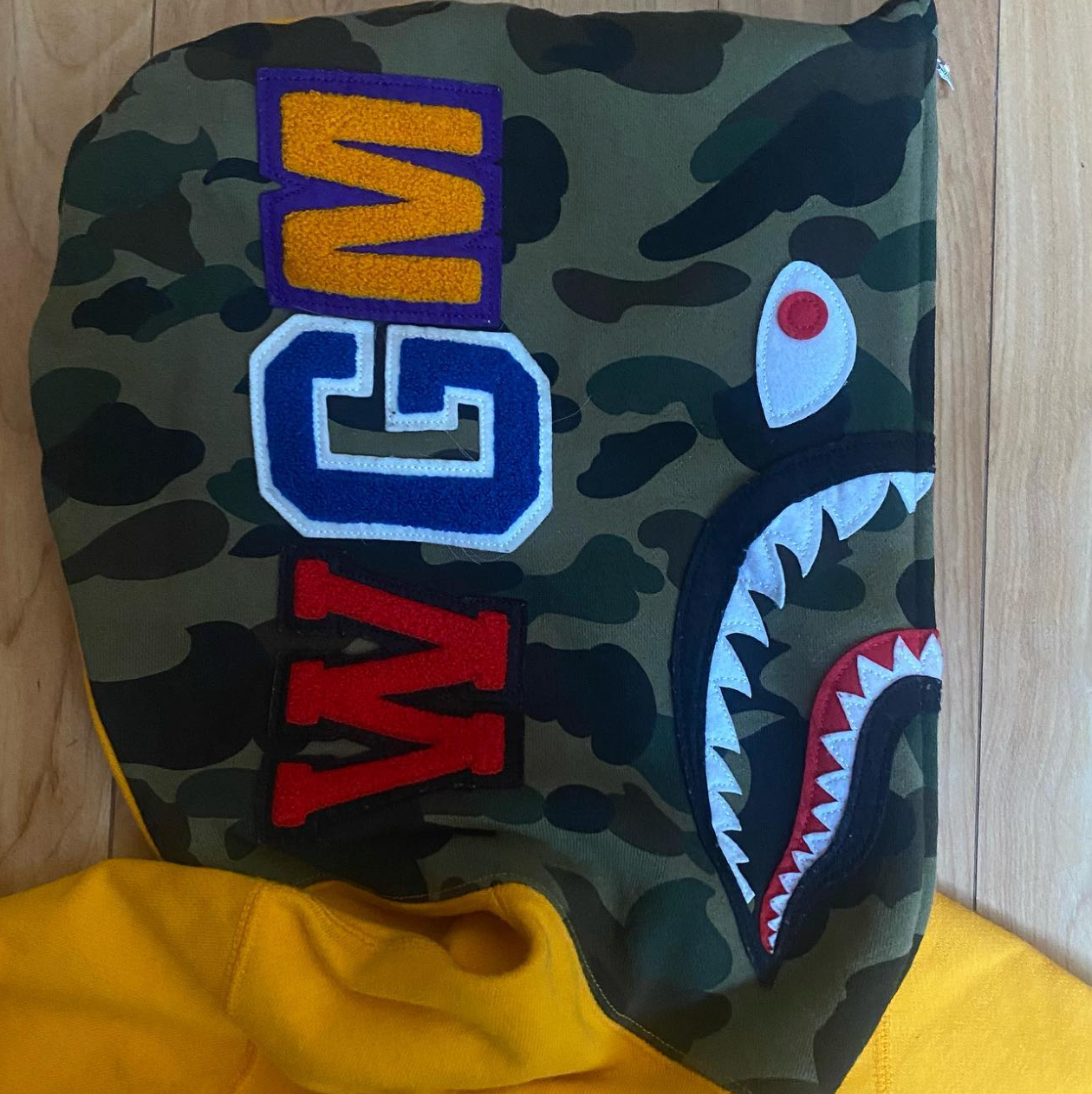 BAPE Orange/First Camo 3rd Gen Shark Hoodie