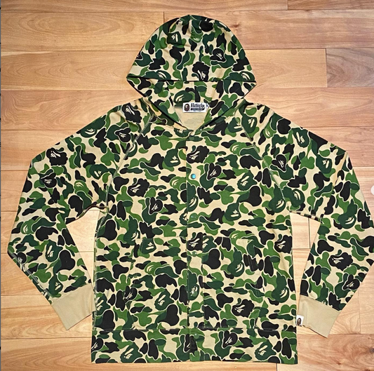 BAPE Green ABC Camo Lightweight Button Up Hoodie