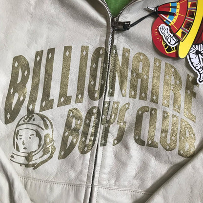 Billionaire Boys Club Arc Logo/Space Camo Lined Leather Full Zip Hoodie