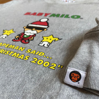 BAPE Baby Milo Gray Holiday Crewneck Sweatshirt. Size Medium (generous)