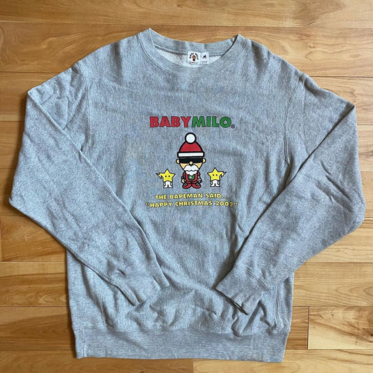 BAPE Baby Milo Gray Holiday Crewneck Sweatshirt. Size Medium (generous)