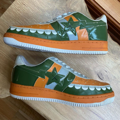 BAPE x Kaws Orange/Green Chomper Bapesta. Men's size 9.5