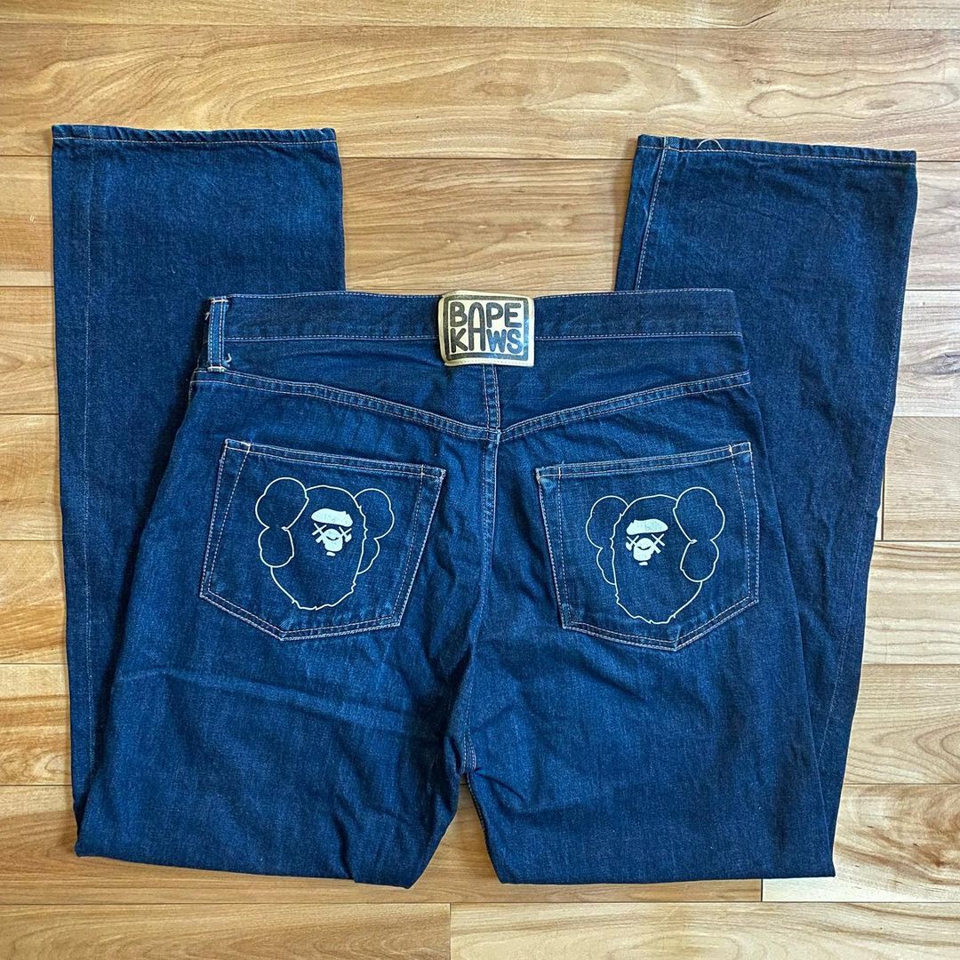 BAPE x Kaws Companion Ape Head Denim Jeans. 32x30"