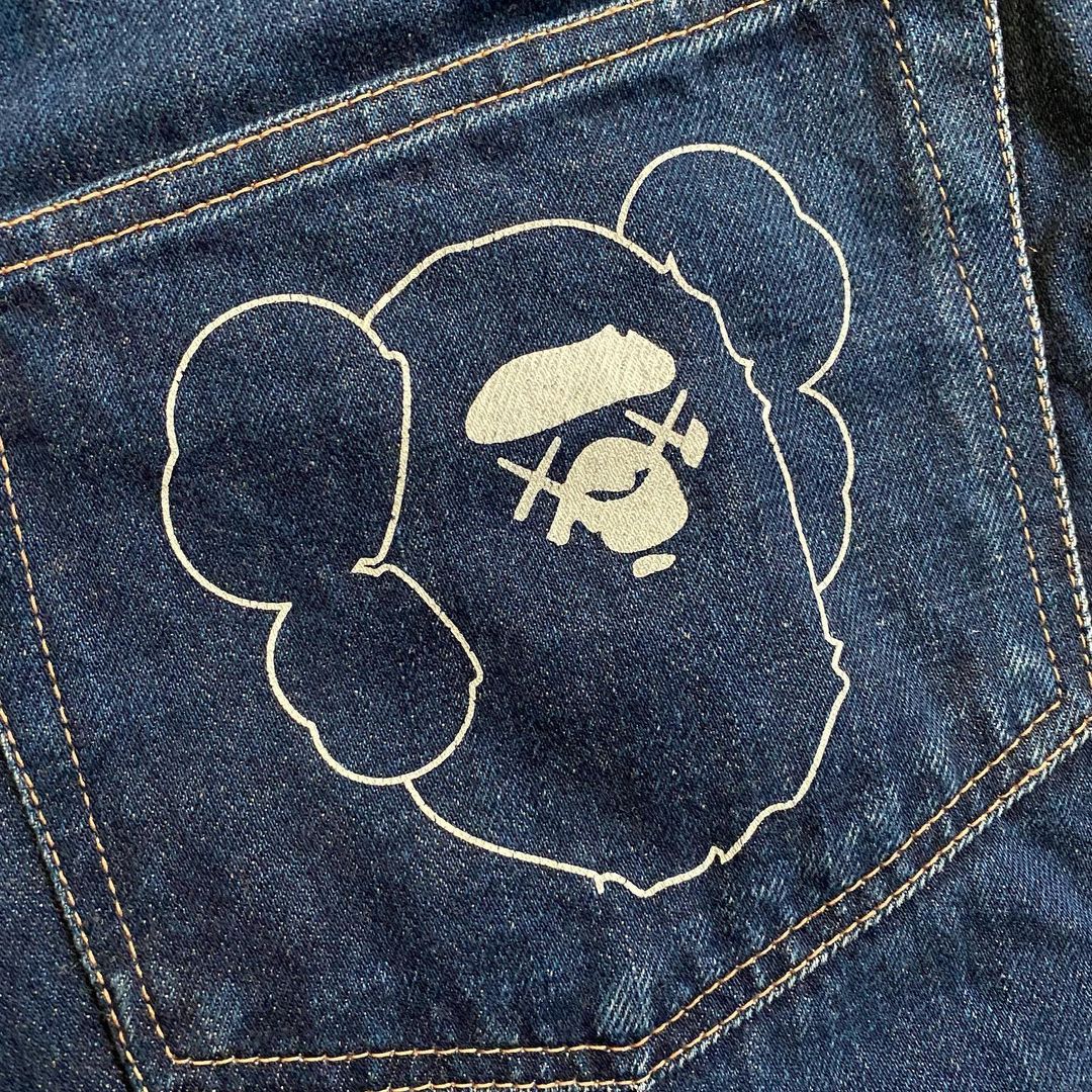 BAPE x Kaws Companion Ape Head Denim Jeans. 32x30"