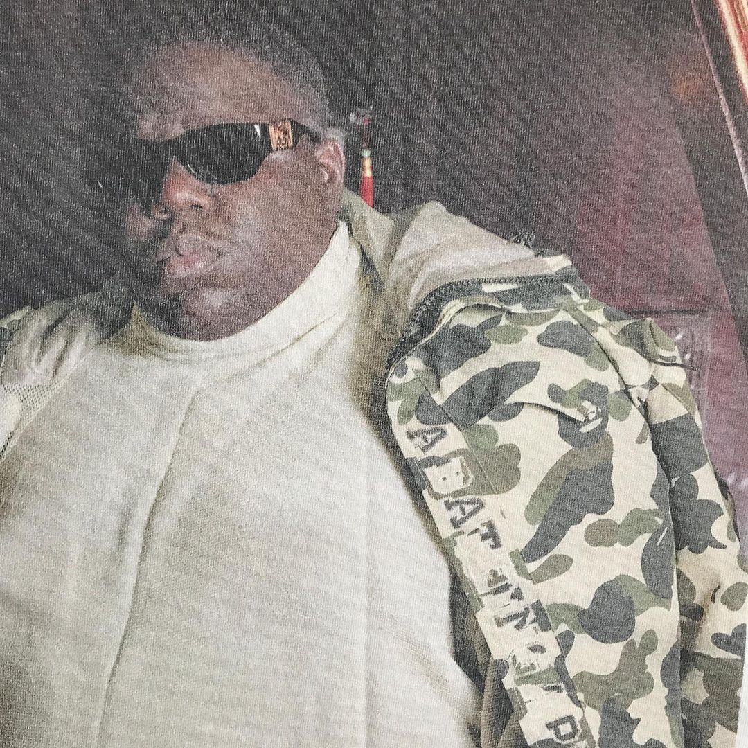 BAPE Notorious B.I.G. Biggie Smalls Photo TShirt. Size Large