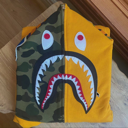 BAPE Orange/First Camo 3rd Gen Shark Hoodie