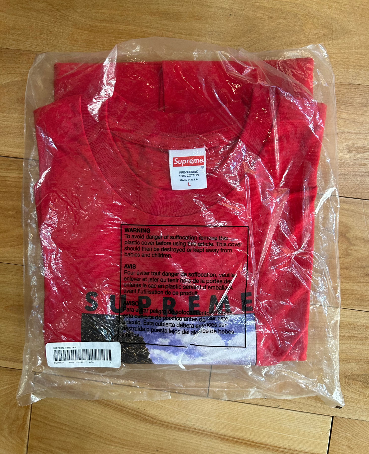 Supreme Time Red TShirt. Size Large